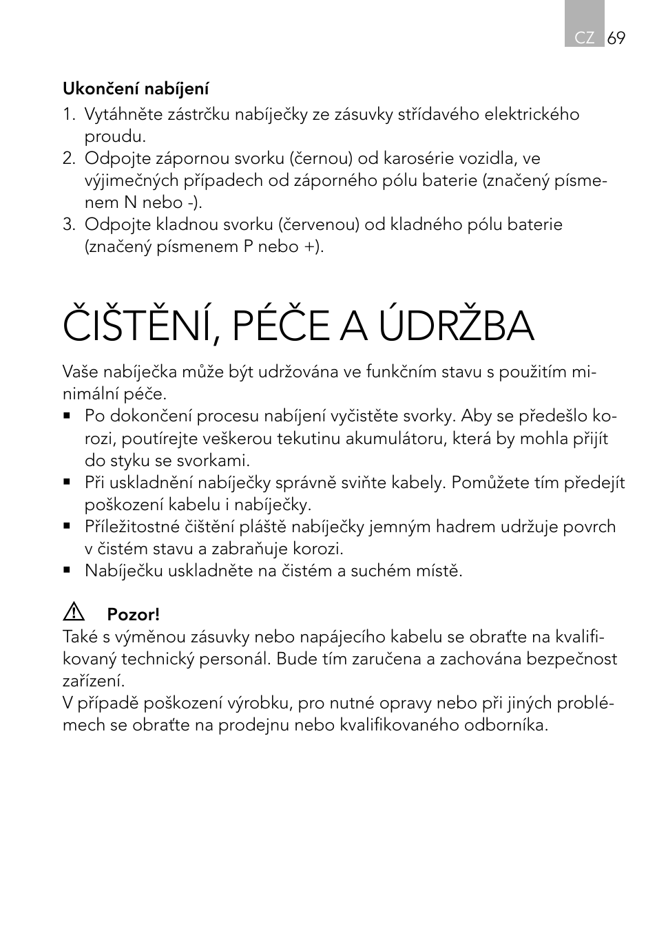 Čištění, péče a údržba | AEG Charger LK 1204 User Manual | Page 69 / 88