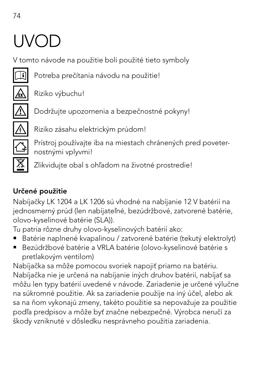 Uvod | AEG Charger LK 1204 User Manual | Page 74 / 88