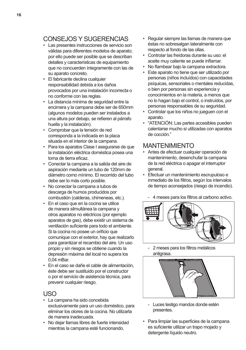 Consejos y sugerencias, Mantenimiento | AEG X66453MD0 User Manual | Page 16 / 35