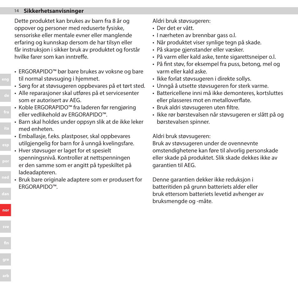 AEG AG3011 User Manual | Page 14 / 48