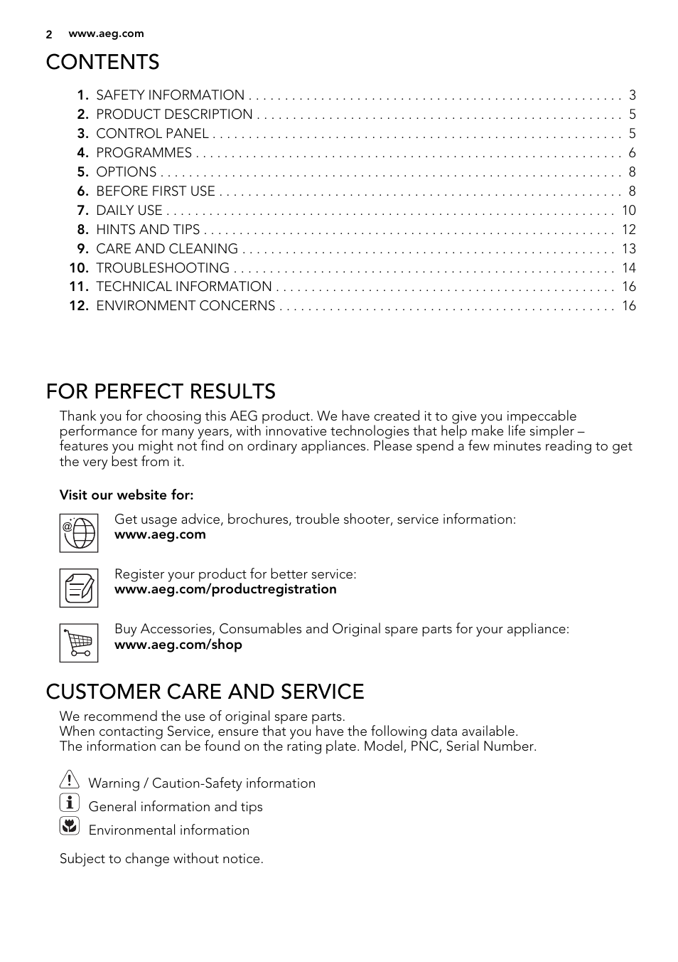 AEG F88072W0P User Manual | Page 2 / 20