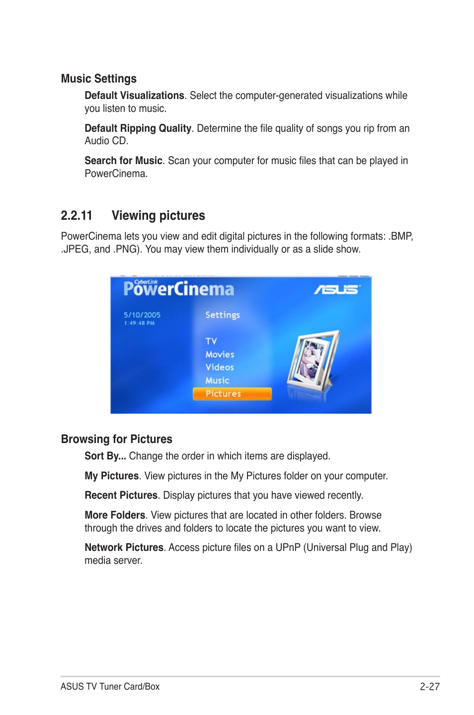 11 viewing pictures -27, 11 viewing pictures | Asus My Cinema Series User Manual | Page 49 / 66