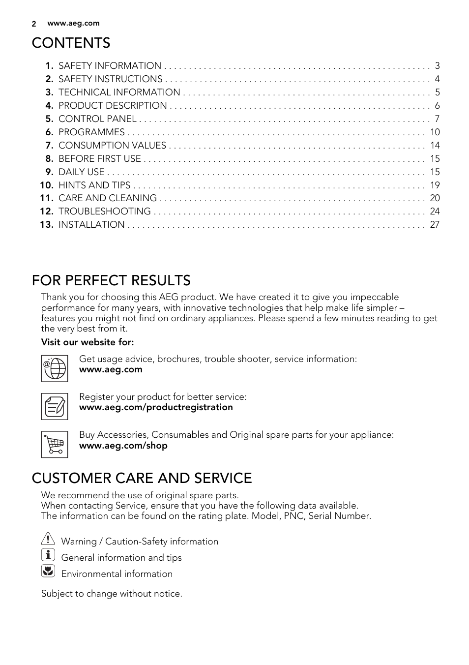 AEG L76675FL User Manual | Page 2 / 36