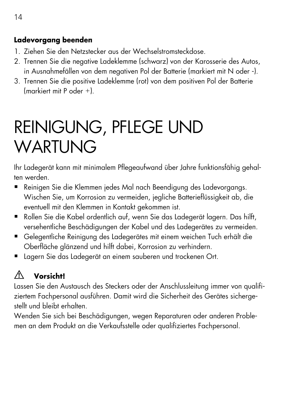 Reinigung, pflege und wartung | AEG Automatic Charger AG 1208 User Manual | Page 14 / 88