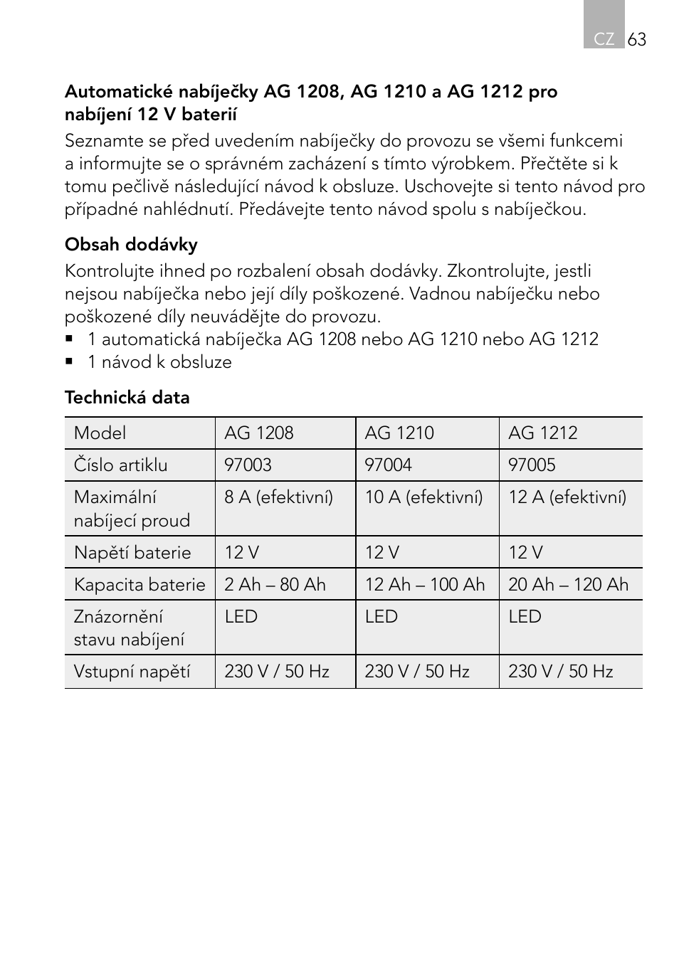 AEG Automatic Charger AG 1208 User Manual | Page 63 / 88