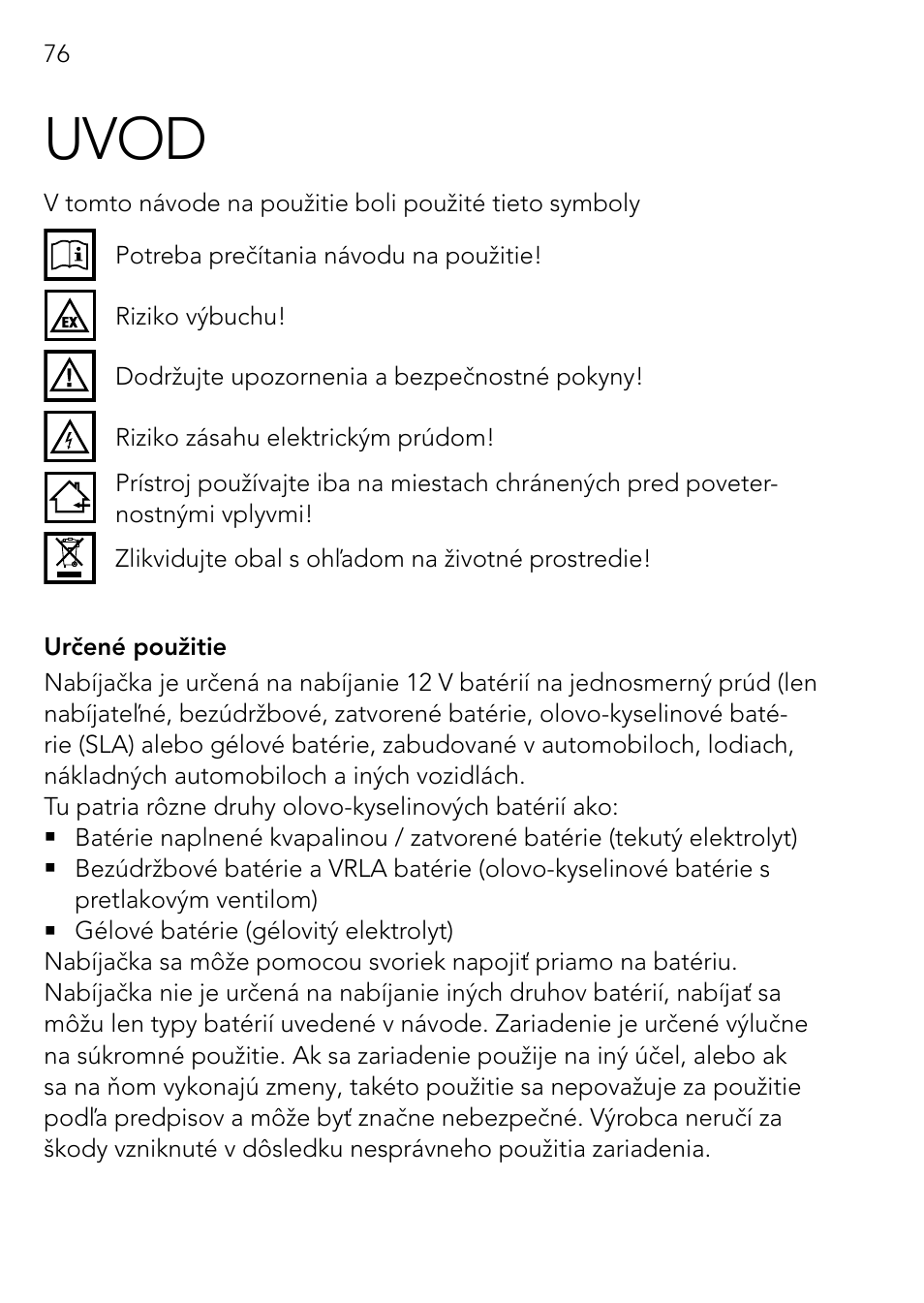 Uvod | AEG Automatic Charger AG 1208 User Manual | Page 76 / 88