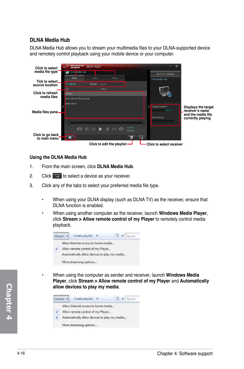 Chapter 4, Dlna media hub | Asus MAXIMUS V E7627 User Manual | Page 166 / 246