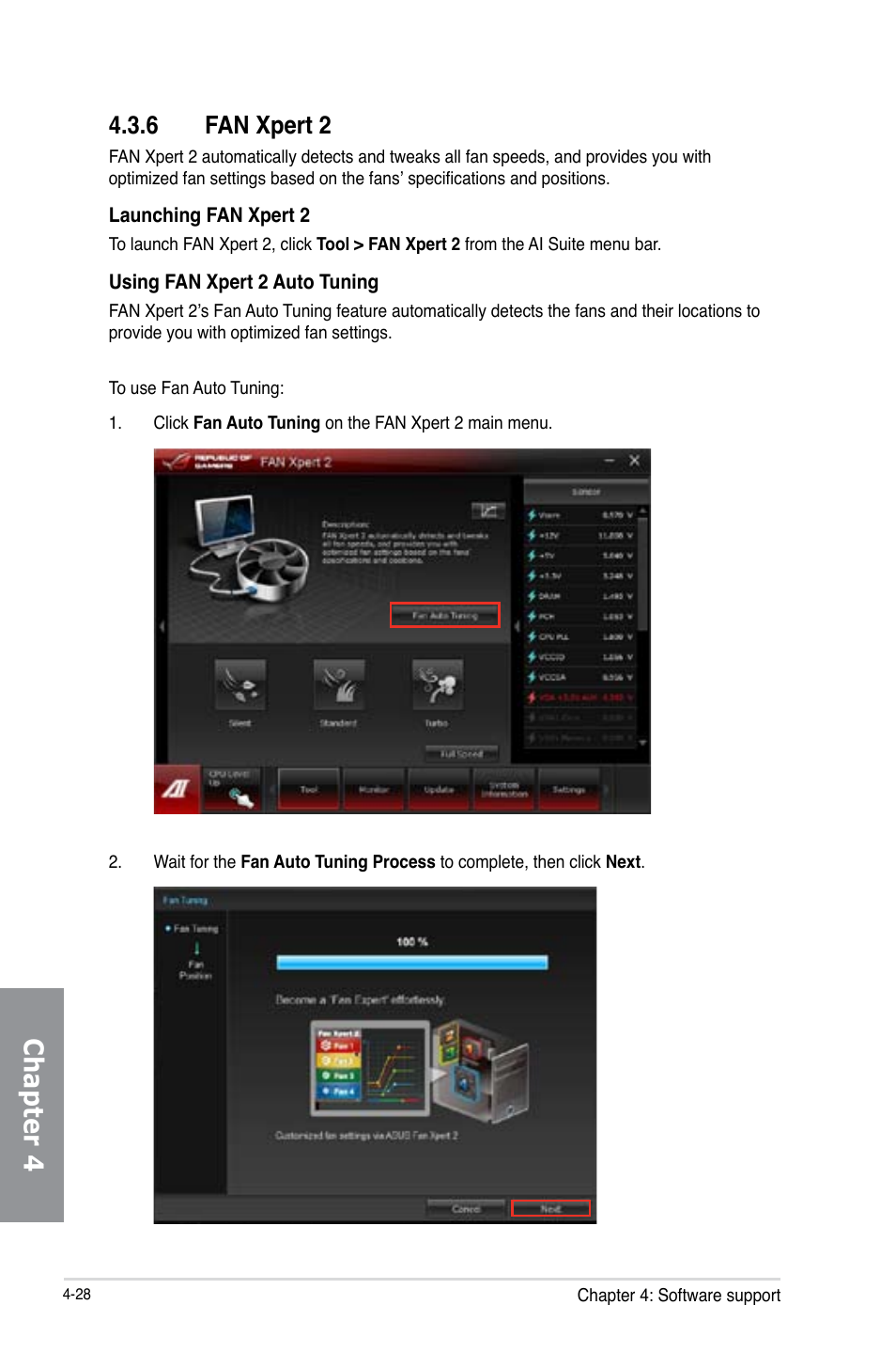 6 fan xpert 2, Fan xpert 2 -28, Chapter 4 | Asus MAXIMUS V E7627 User Manual | Page 178 / 246