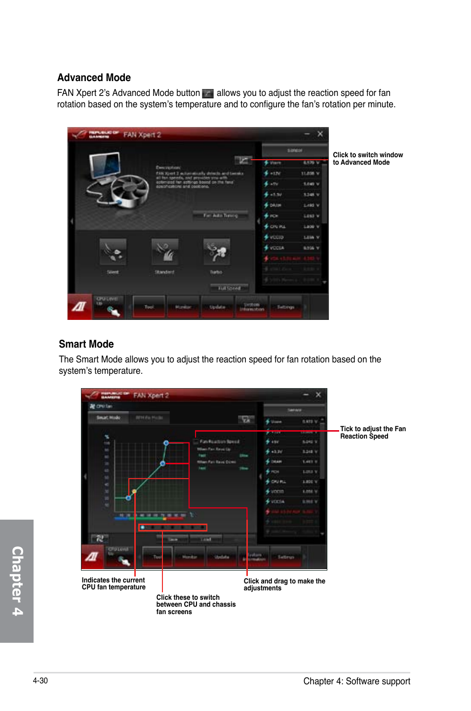 Chapter 4, Advanced mode, Smart mode | Asus MAXIMUS V E7627 User Manual | Page 180 / 246