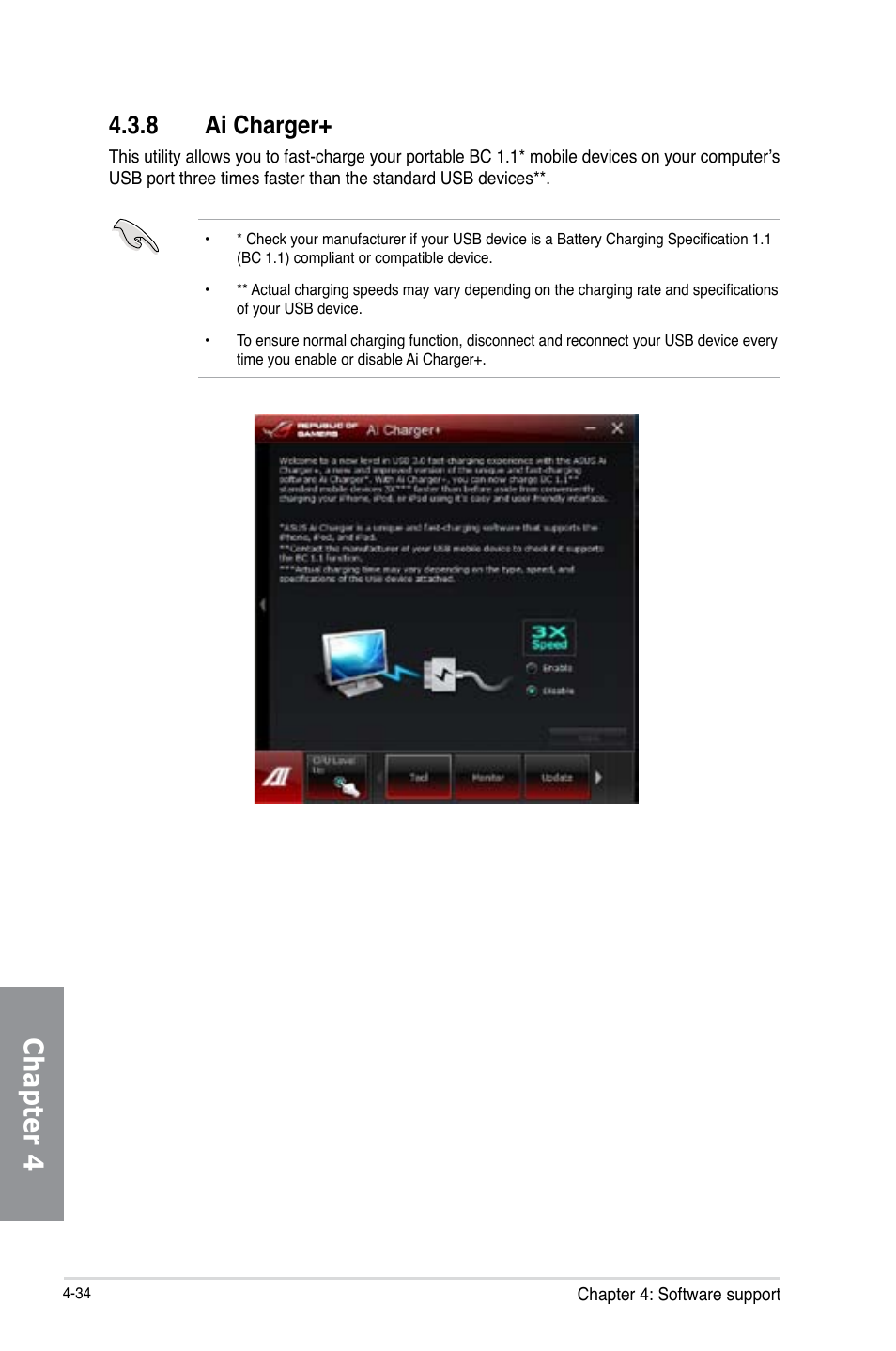 8 ai charger, Ai charger+ -34, Chapter 4 | Asus MAXIMUS V E7627 User Manual | Page 184 / 246