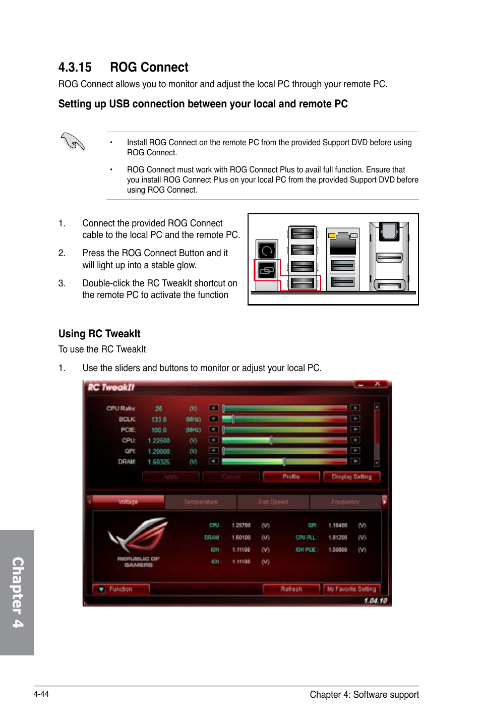 15 rog connect, Rog connect -44, Chapter 4 | Asus MAXIMUS V E7627 User Manual | Page 194 / 246