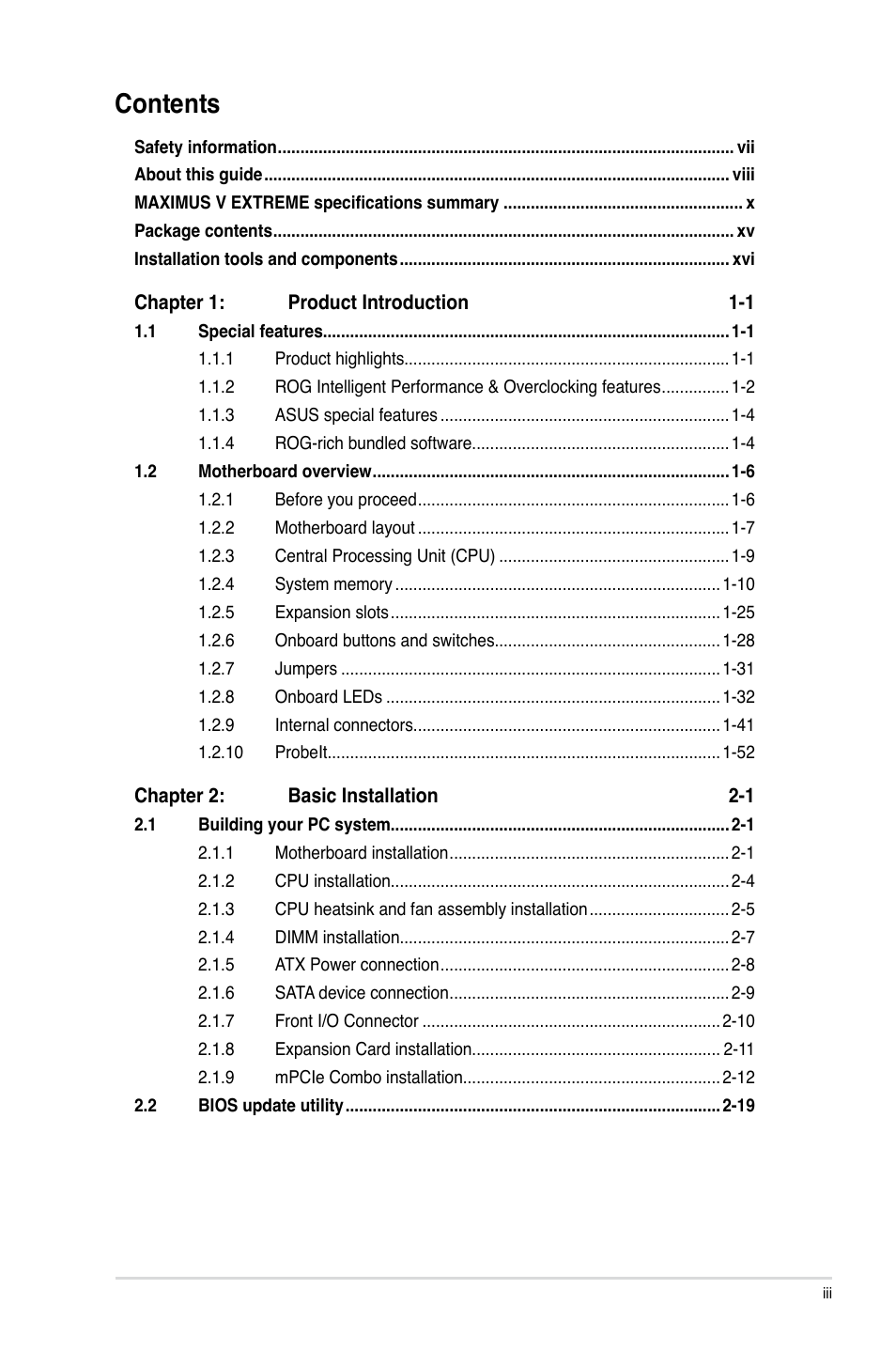 Asus MAXIMUS V E7627 User Manual | Page 3 / 246