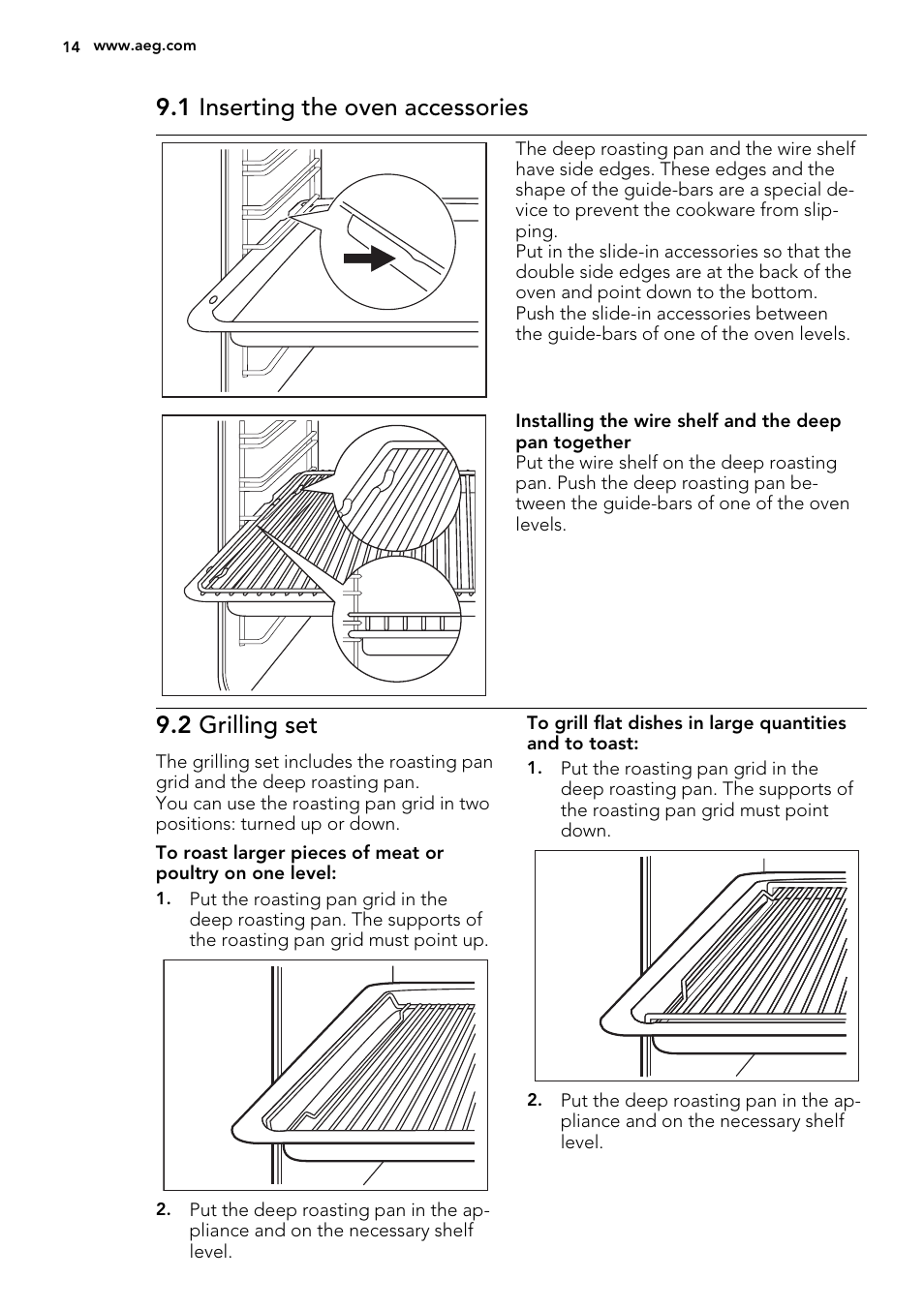 1 inserting the oven accessories, 2 grilling set | AEG DE4003000M User Manual | Page 14 / 36