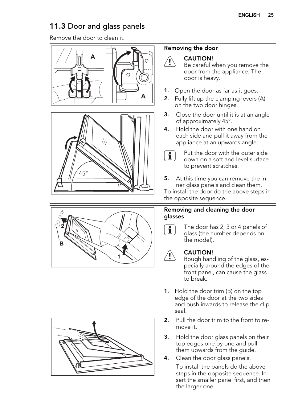 3 door and glass panels | AEG DE4003000M User Manual | Page 25 / 36