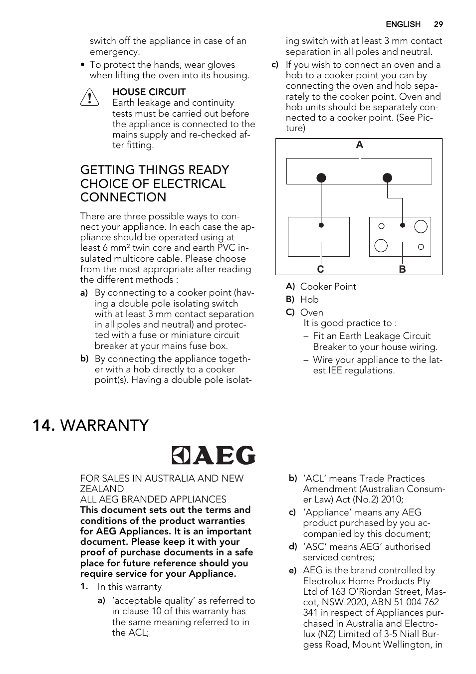 Warranty | AEG DE4003000M User Manual | Page 29 / 36