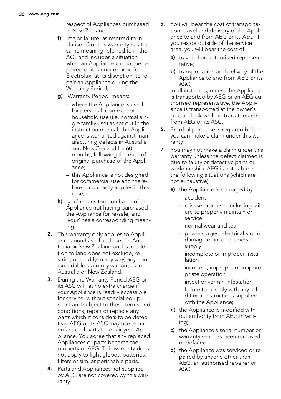AEG DE4003000M User Manual | Page 30 / 36