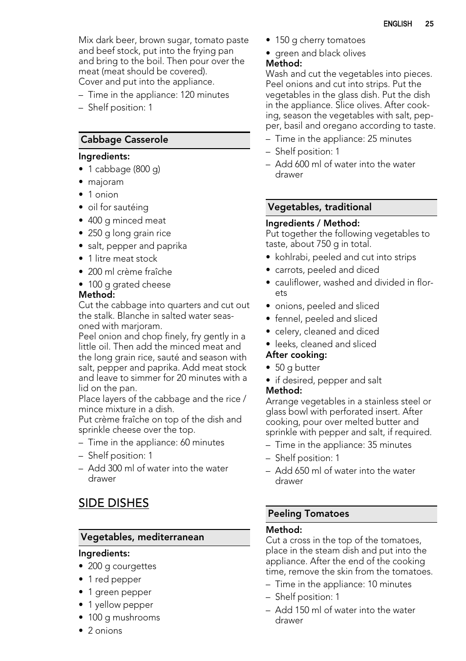 Side dishes | AEG KS8100001M User Manual | Page 25 / 28