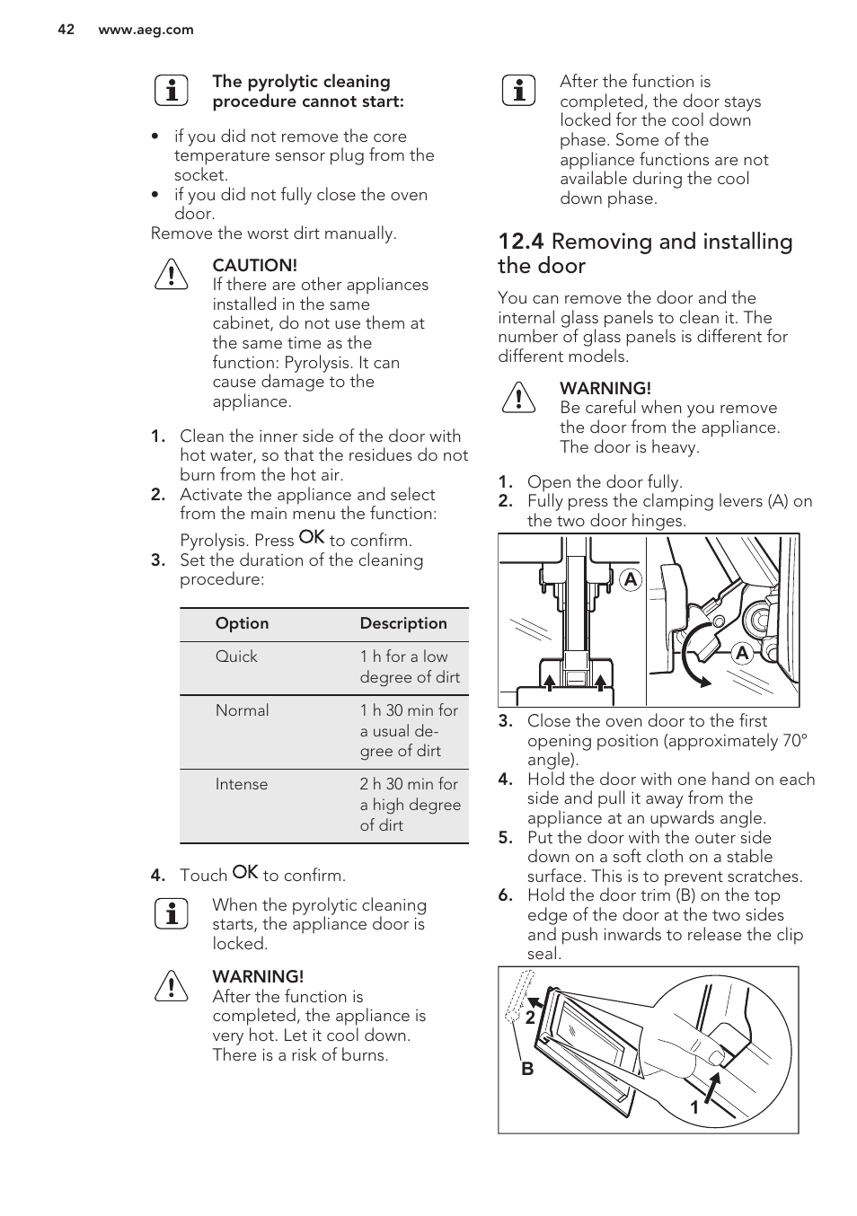 4 removing and installing the door | AEG DC7003000M User Manual | Page 42 / 48