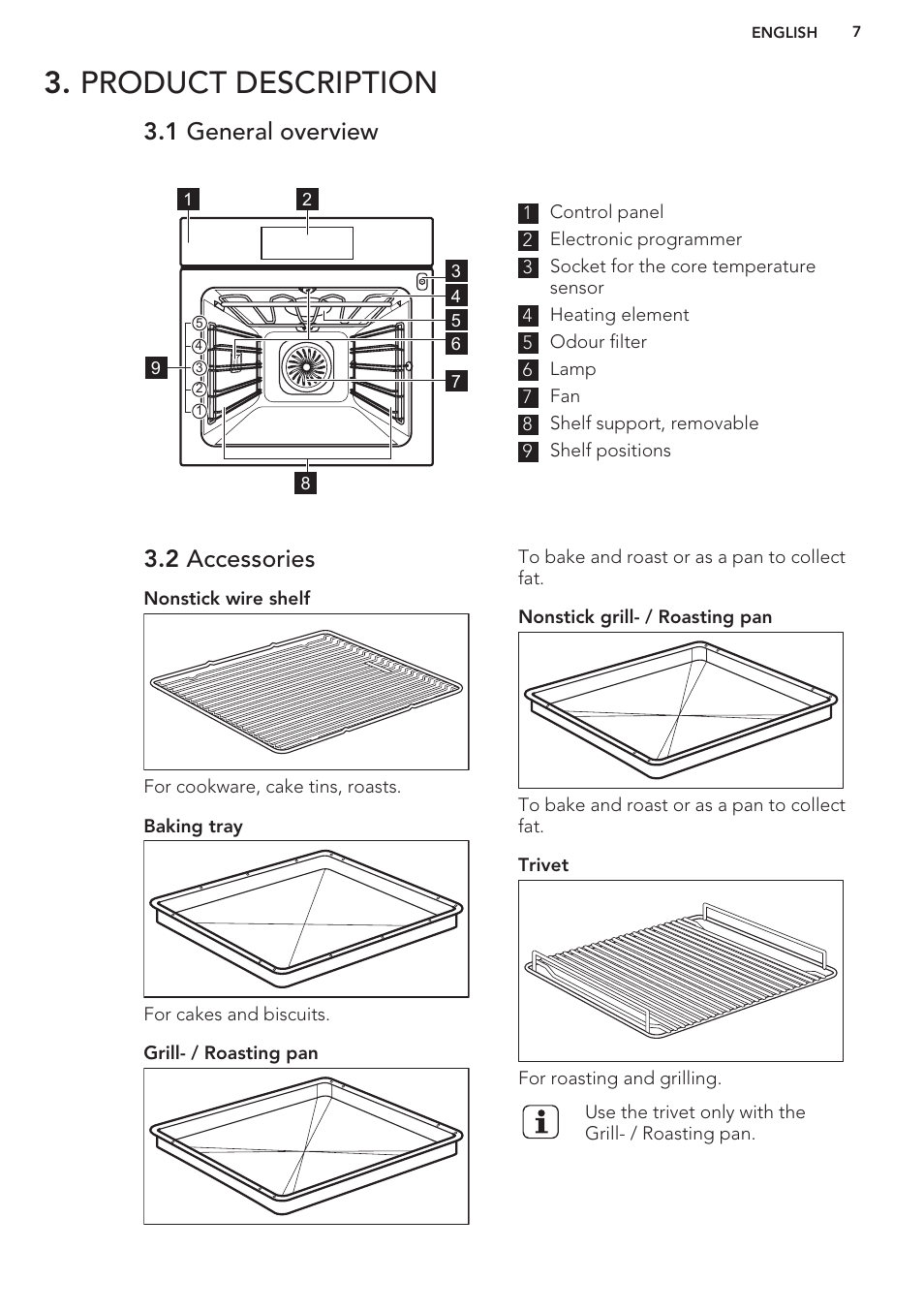 1 general overview, 2 accessories, Product description | AEG DC7003000M User Manual | Page 7 / 48