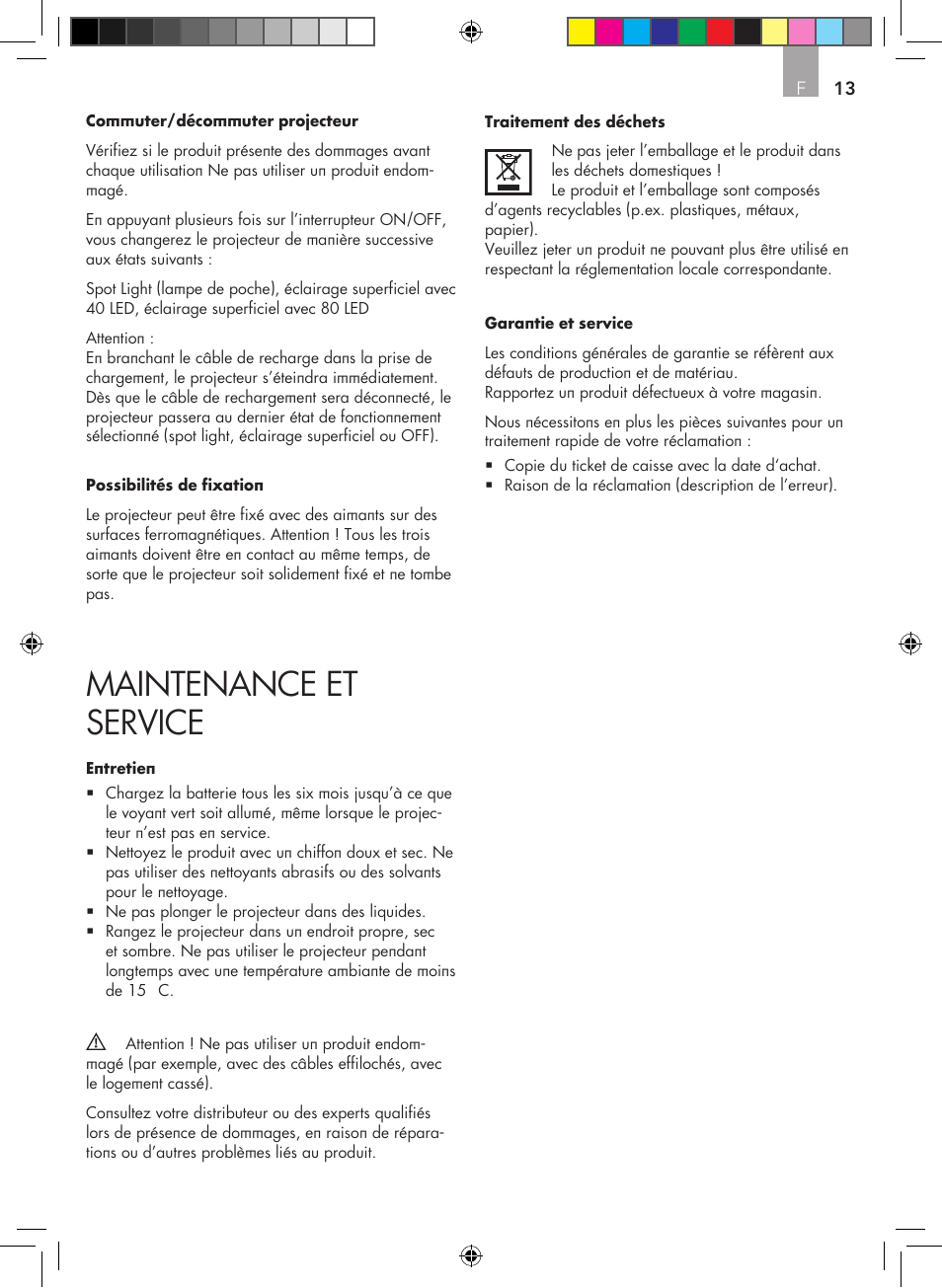 Maintenance et service | AEG Surface light FL 80 User Manual | Page 13 / 26