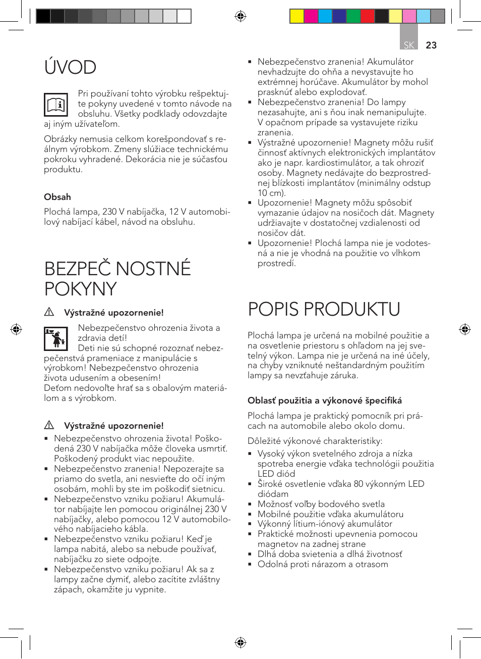 Popis produktu, Úvod, Bezpeč nostné pokyny | AEG Surface light FL 80 User Manual | Page 23 / 26