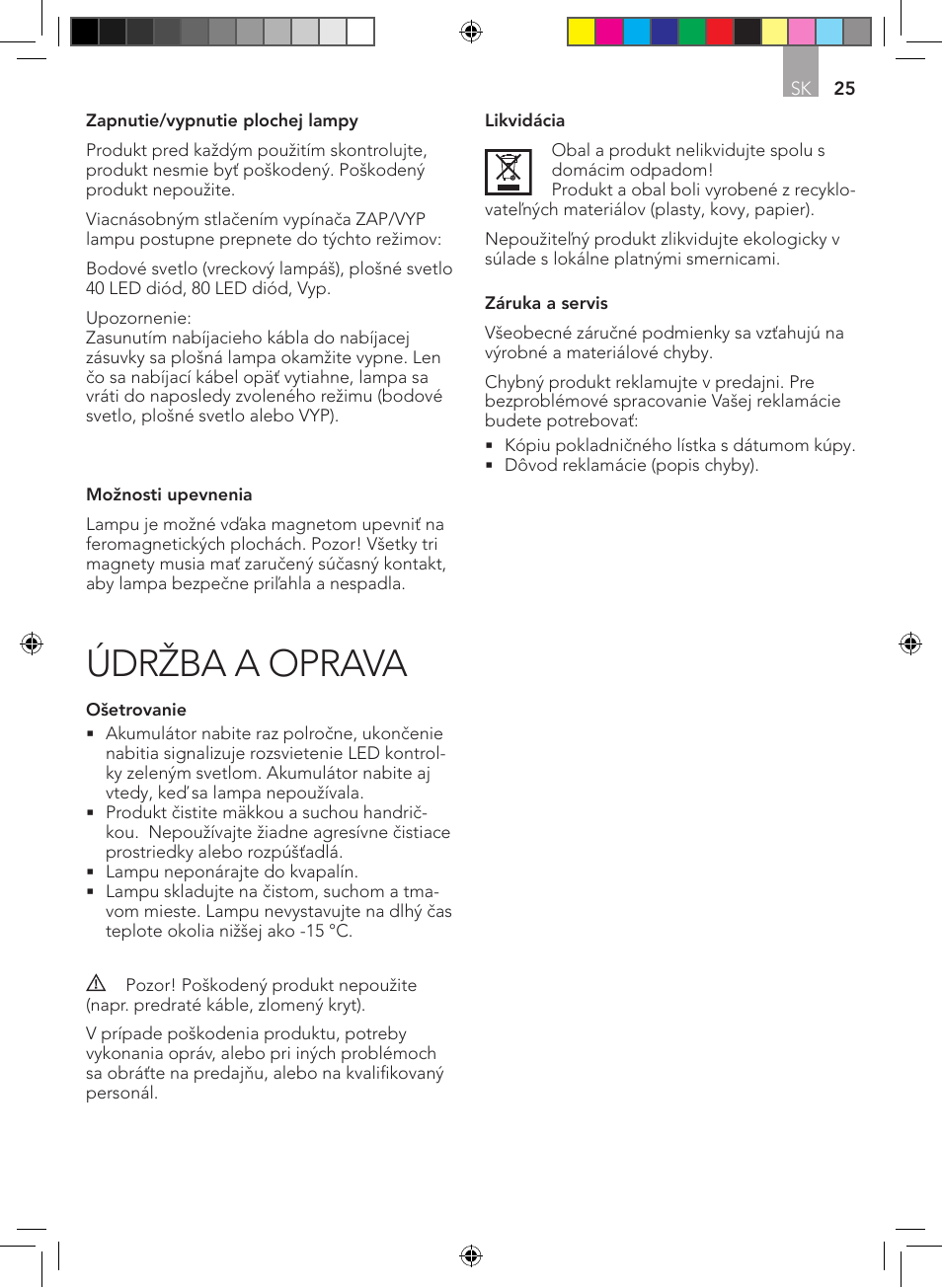 Údržba a oprava | AEG Surface light FL 80 User Manual | Page 25 / 26