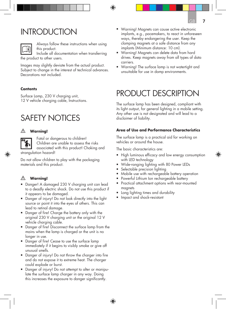 Product description, Introduction, Safety notices | AEG Surface light FL 80 User Manual | Page 7 / 26