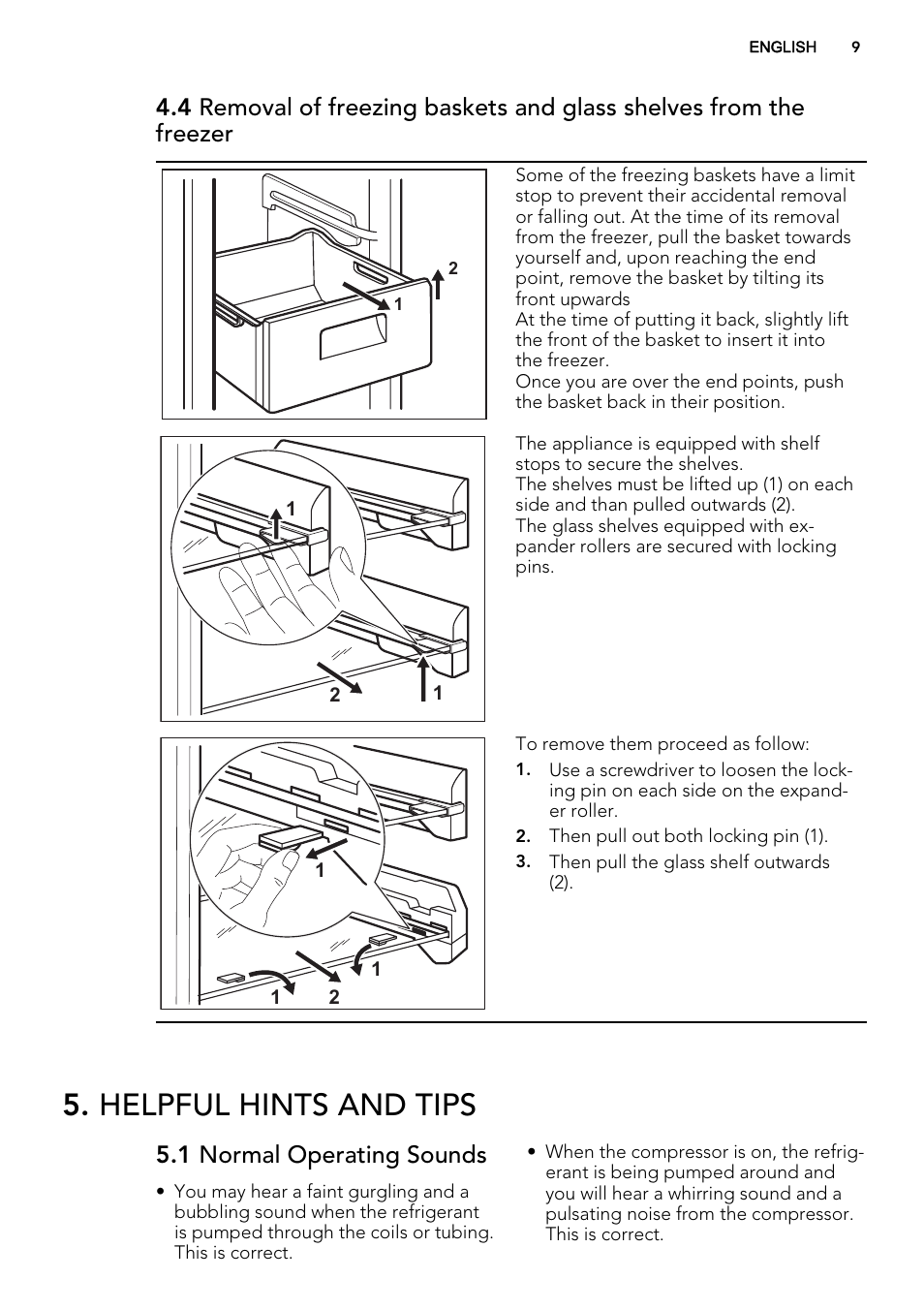 Helpful hints and tips, 1 normal operating sounds | AEG A81000TNW0 User Manual | Page 9 / 24