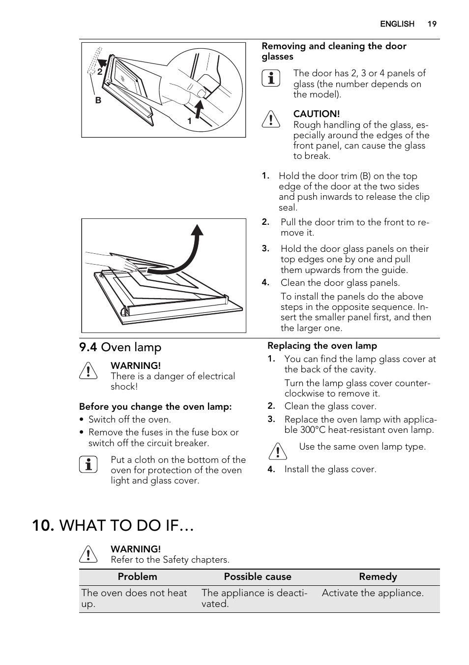 What to do if, 4 oven lamp | AEG DC4003000M User Manual | Page 19 / 28