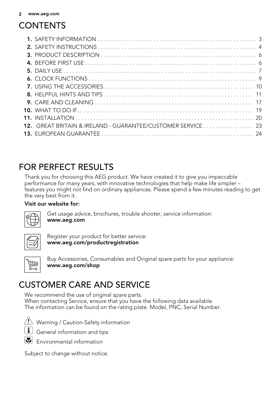 AEG DC4003000M User Manual | Page 2 / 28