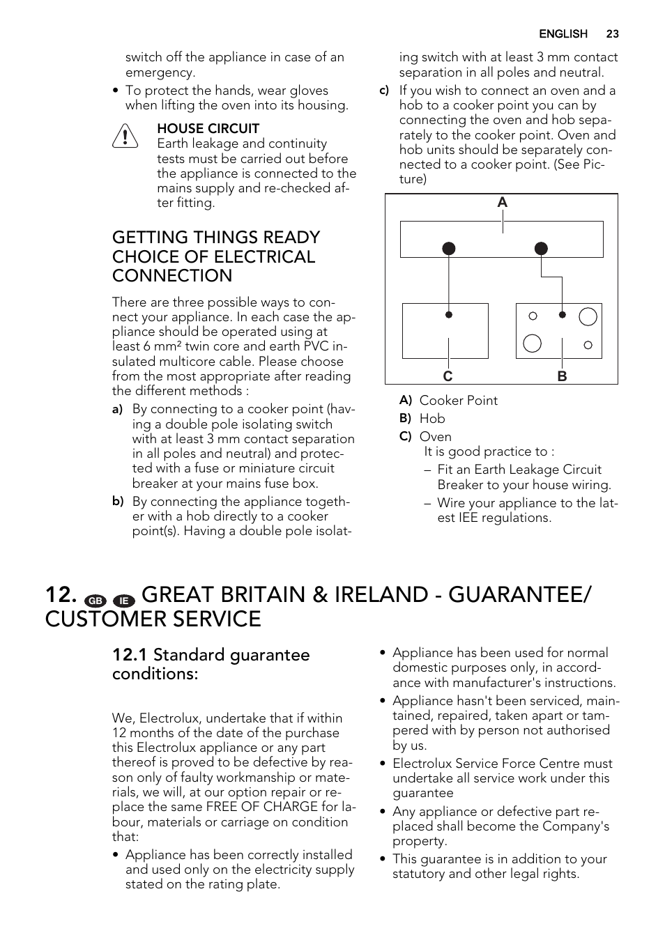 1 standard guarantee conditions | AEG DC4003000M User Manual | Page 23 / 28