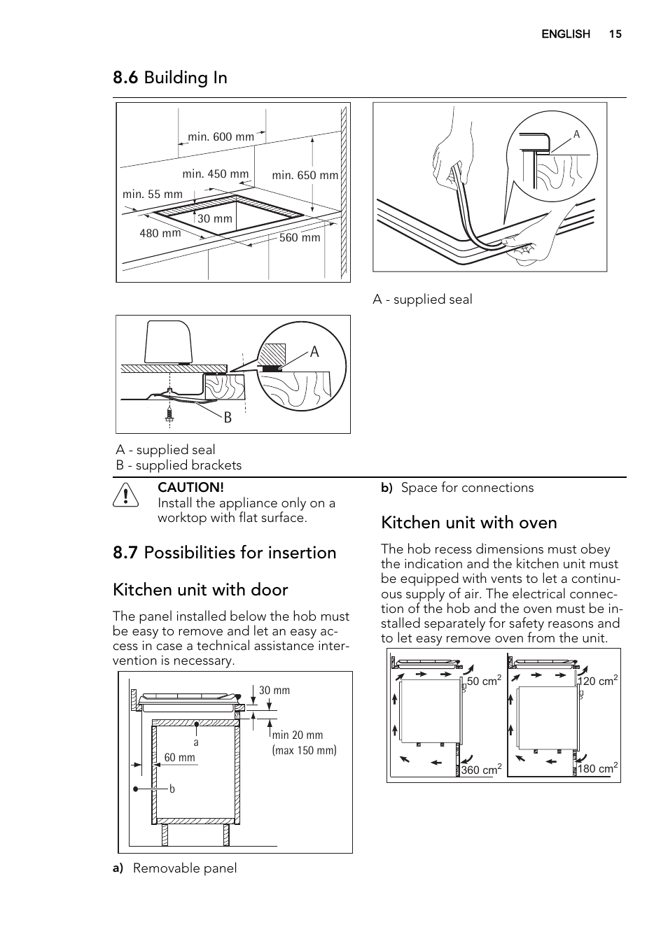 6 building in, Kitchen unit with oven | AEG HG654320UM User Manual | Page 15 / 20