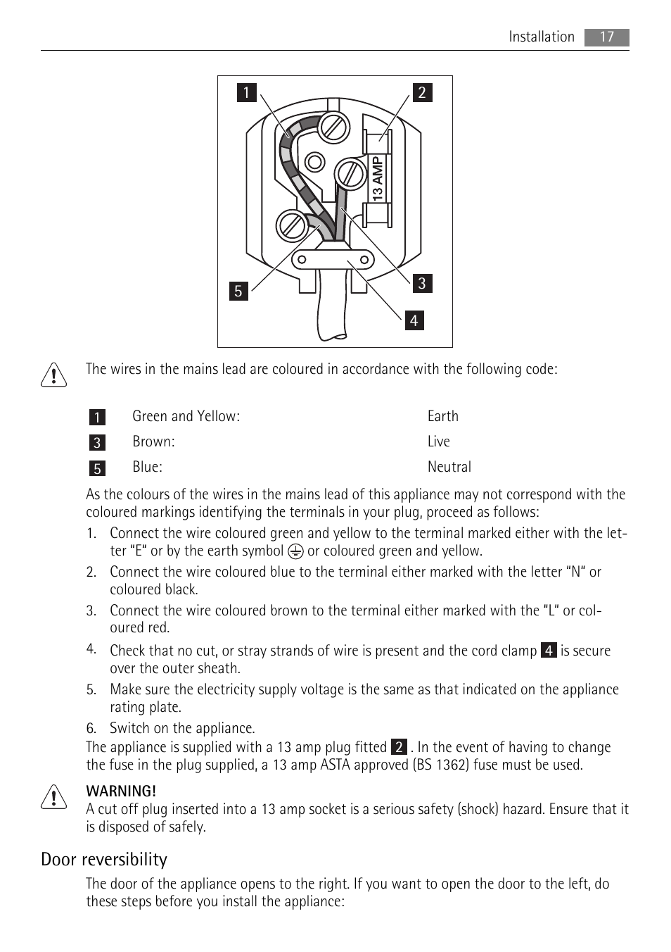 Door reversibility | AEG SCZ71800F0 User Manual | Page 17 / 28