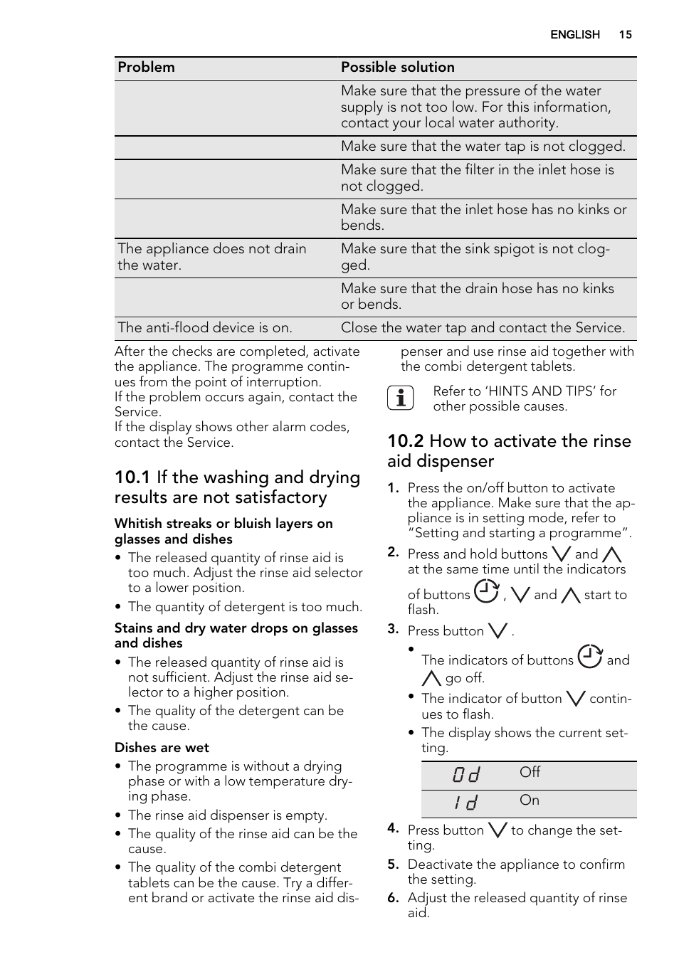 2 how to activate the rinse aid dispenser | AEG F88060VI0P User Manual | Page 15 / 20