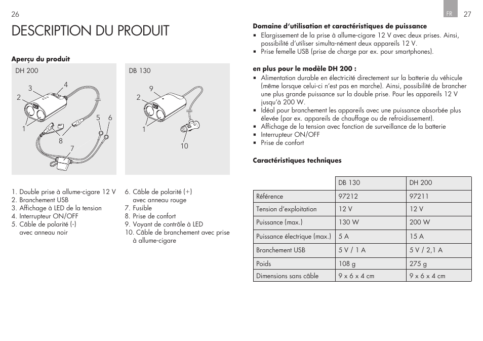 Description du produit | AEG Double Plug Socket DH 200 User Manual | Page 14 / 32