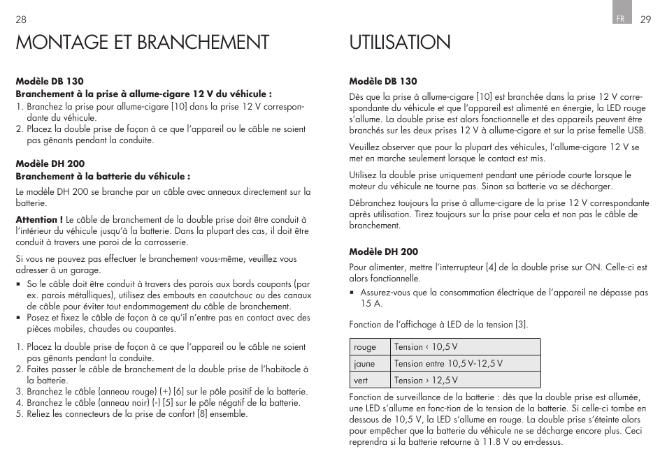 Montage et branchement, Utilisation | AEG Double Plug Socket DH 200 User Manual | Page 15 / 32