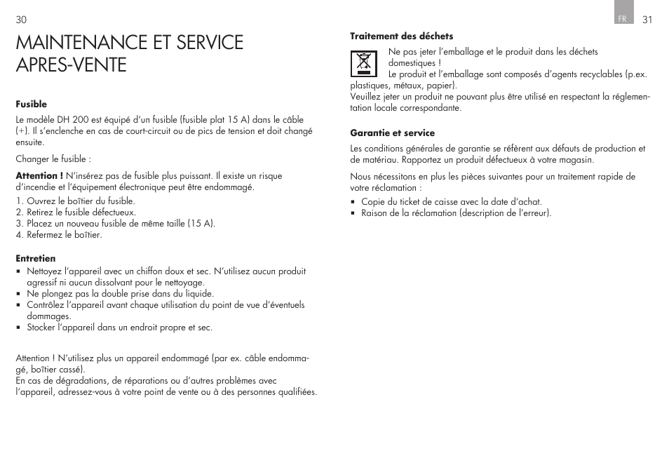 Maintenance et service apres-vente | AEG Double Plug Socket DH 200 User Manual | Page 16 / 32