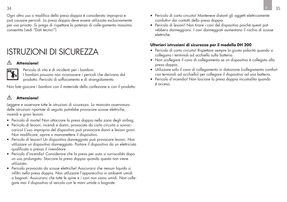 Istruzioni di sicurezza | AEG Double Plug Socket DH 200 User Manual | Page 18 / 32