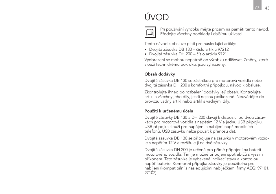 Úvod | AEG Double Plug Socket DH 200 User Manual | Page 22 / 32