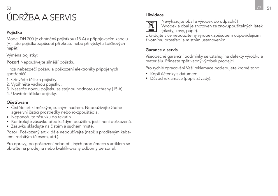 Údržba a servis | AEG Double Plug Socket DH 200 User Manual | Page 26 / 32