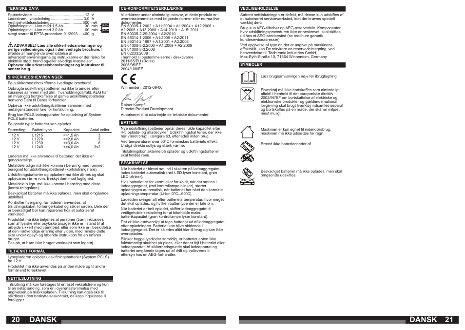 20 21 dansk dansk | AEG OMNI 12C User Manual | Page 11 / 31