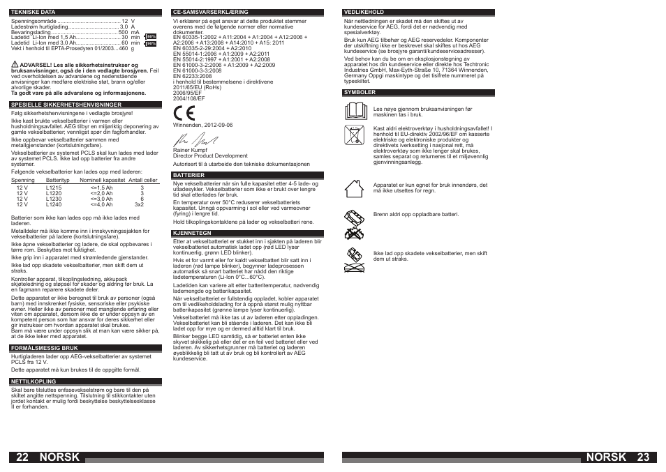 22 23 norsk norsk | AEG OMNI 12C User Manual | Page 12 / 31