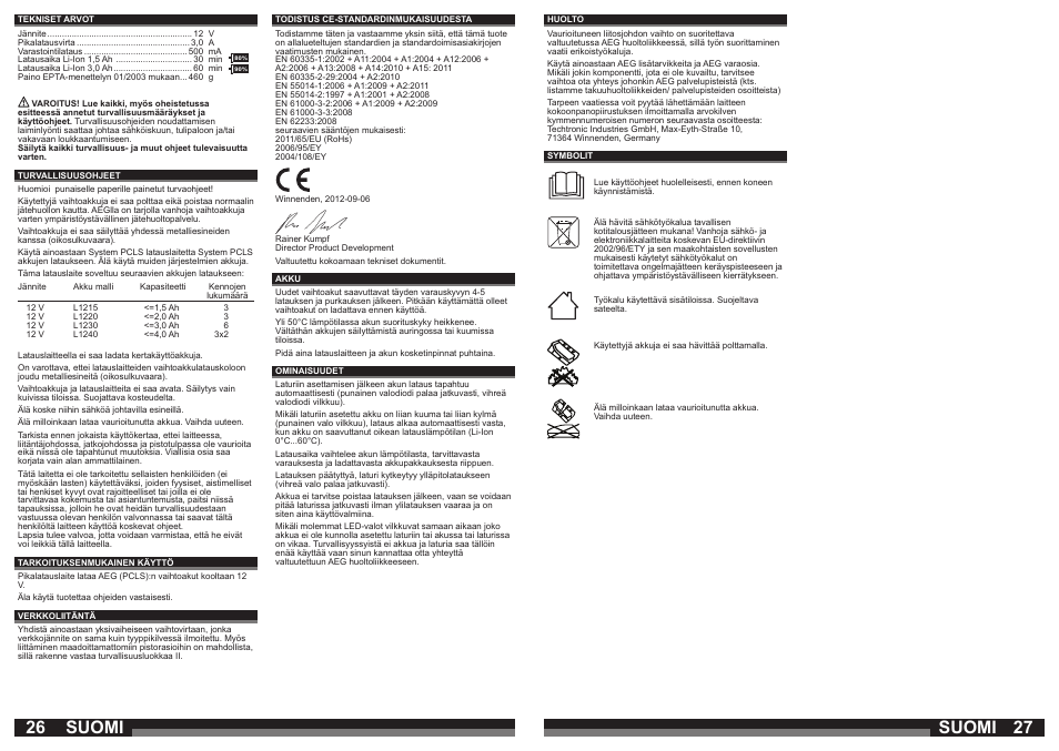 26 27 suomi suomi | AEG OMNI 12C User Manual | Page 14 / 31