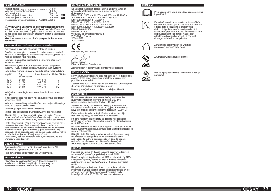 32 33 česky česky | AEG OMNI 12C User Manual | Page 17 / 31