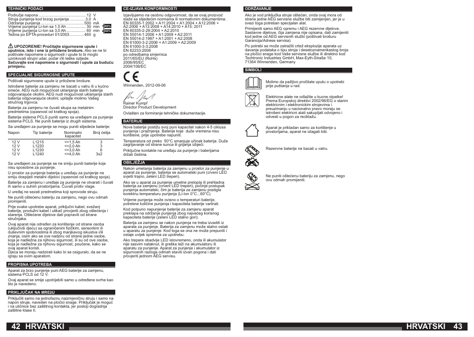 42 43 hrvatski hrvatski | AEG OMNI 12C User Manual | Page 22 / 31