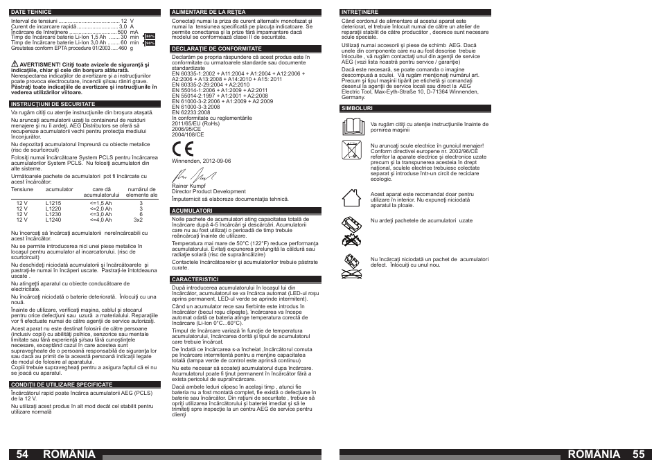 54 55 românia românia | AEG OMNI 12C User Manual | Page 28 / 31