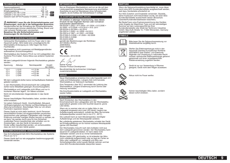 89 deutsch, Deutsch | AEG OMNI 12C User Manual | Page 5 / 31