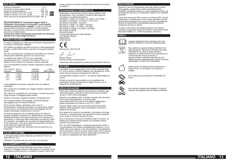 Italiano | AEG OMNI 12C User Manual | Page 7 / 31
