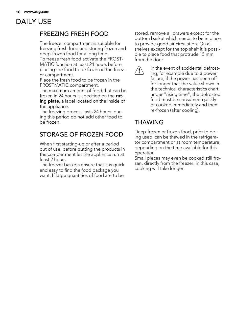 Daily use | AEG A72010GNX0 User Manual | Page 10 / 24