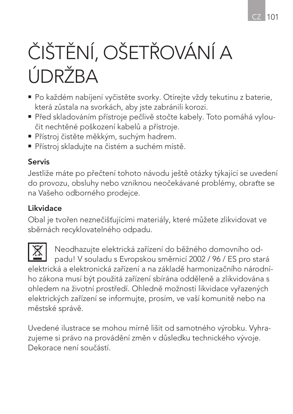 Čištění, ošetřování a údržba | AEG CHARGING UNIT LM 1.5 User Manual | Page 101 / 124